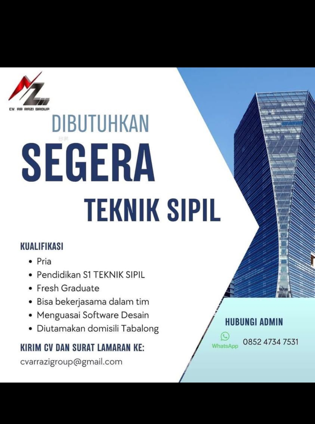 Lowongan Teknik Sipil di CV Ar Razi Group