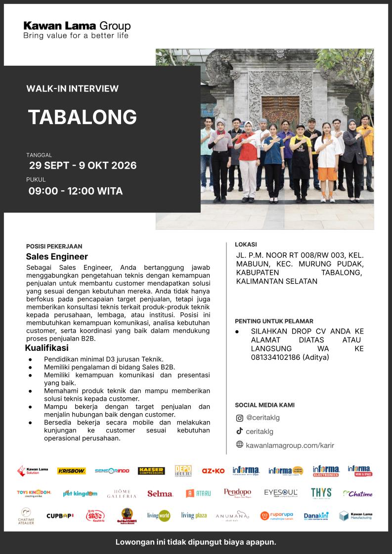 Lowongan Sales Engineer