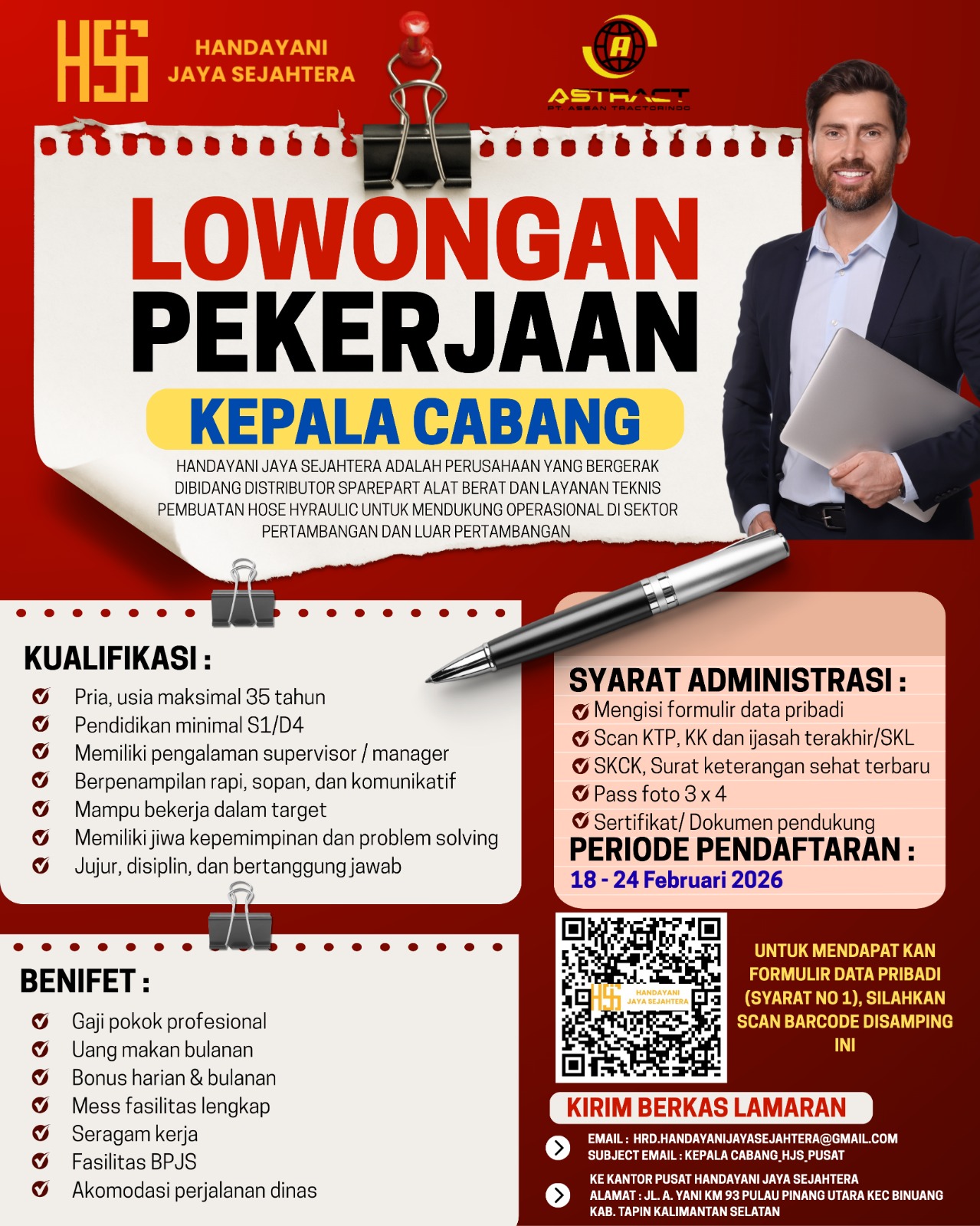 LOWONGAN KERJA – KEPALA CABANG