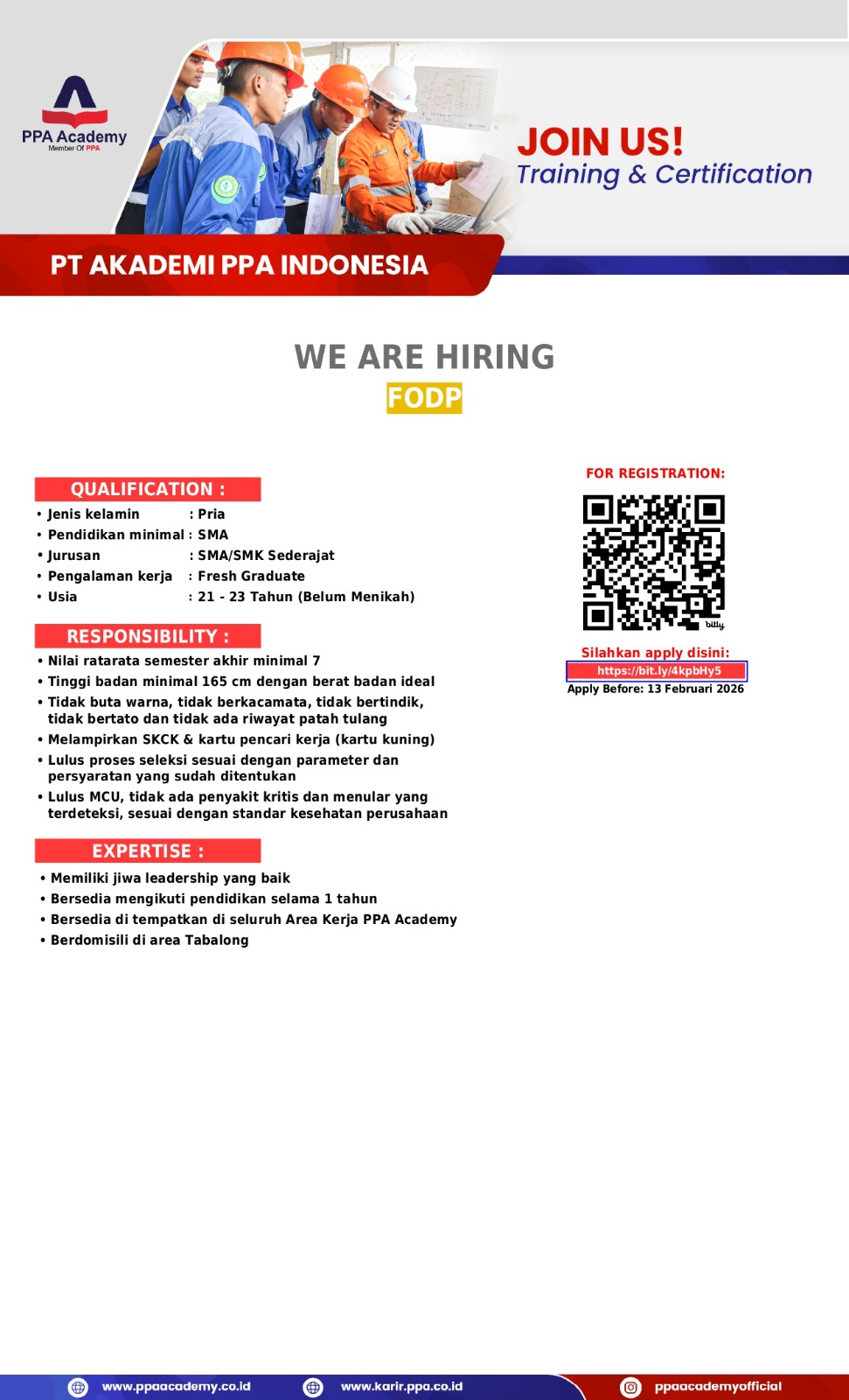 Fresh Operator Development Program (FODP) Training & Certification PT. Akademi PPA Indonesia