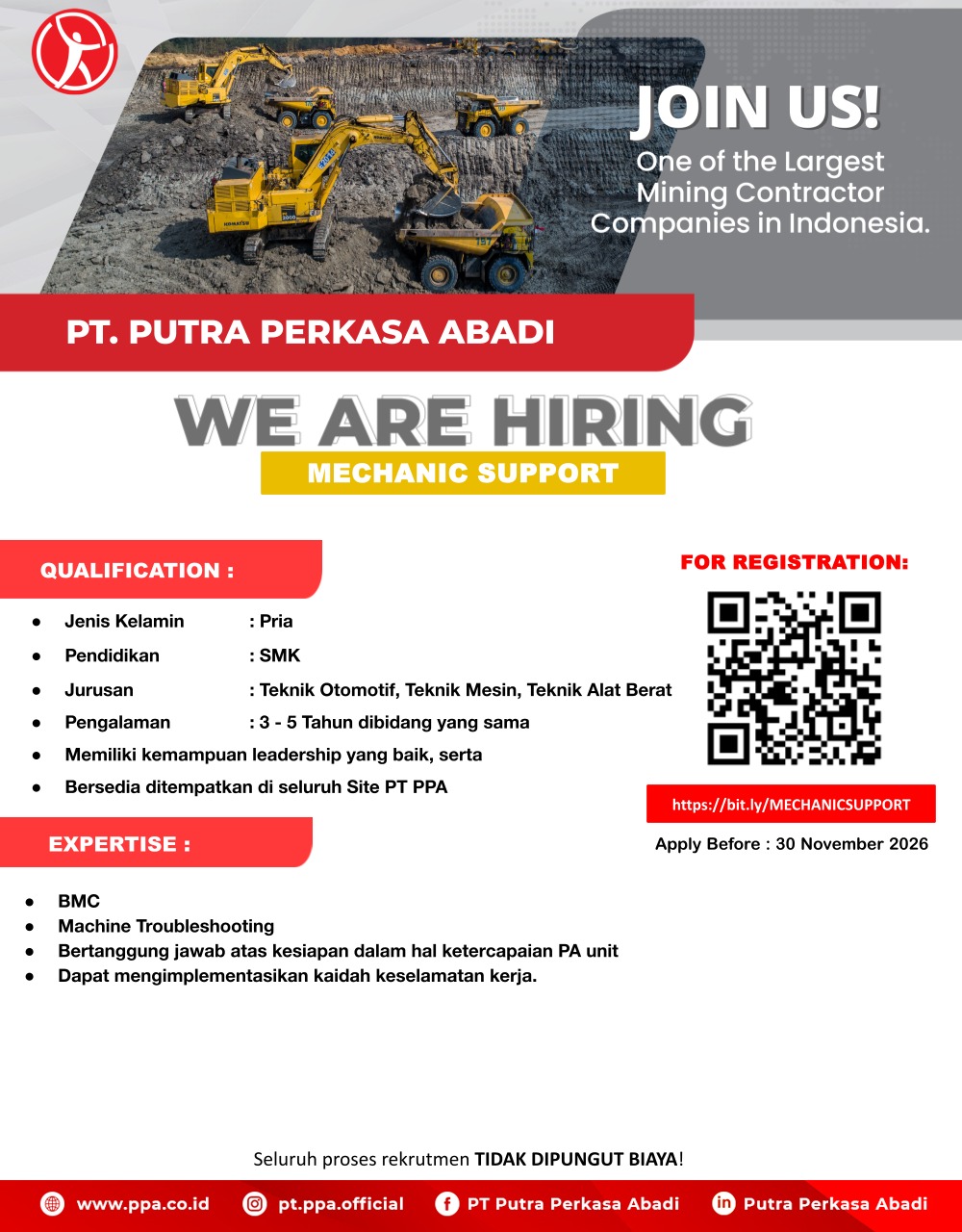 LOWONGAN MECHANIC SUPPORT