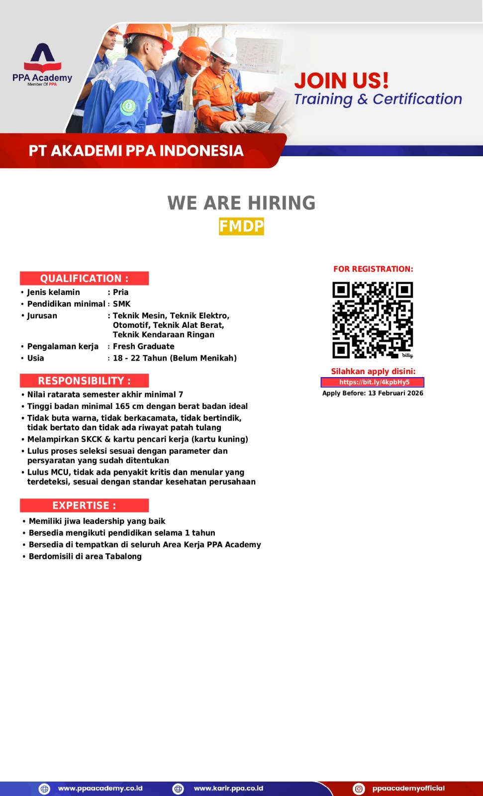 Fresh Mechanic Development Program (FMDP) Training & Certification PT. Akademi PPA Indonesia