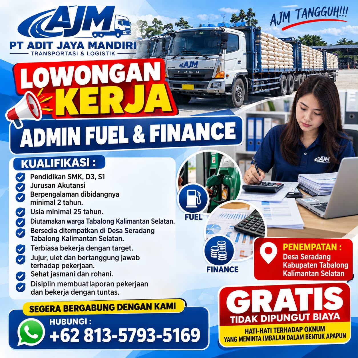 Lowongan ADMIN FUEL & FINANCE