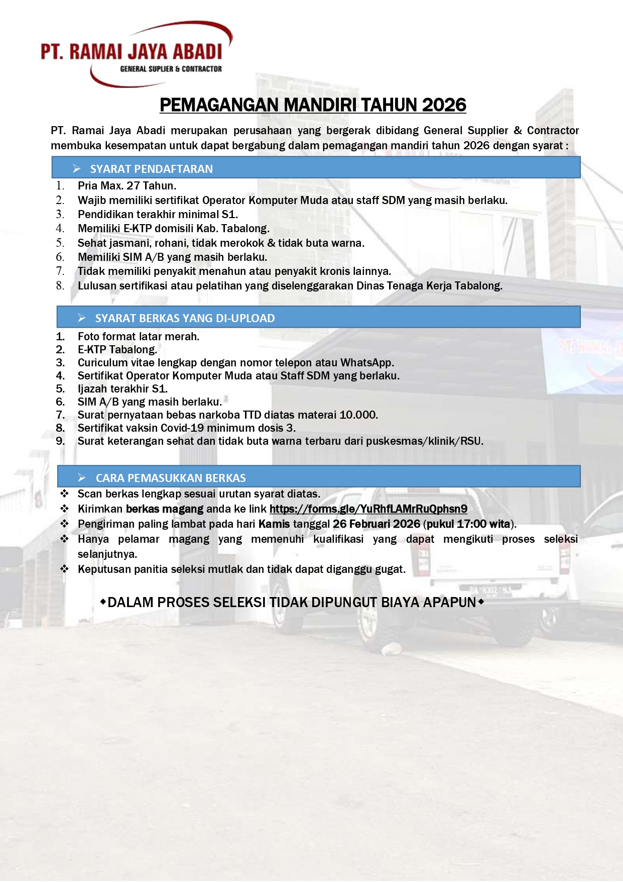 PEMAGANGAN MANDIRI PT. RAMAI JAYA ABADI