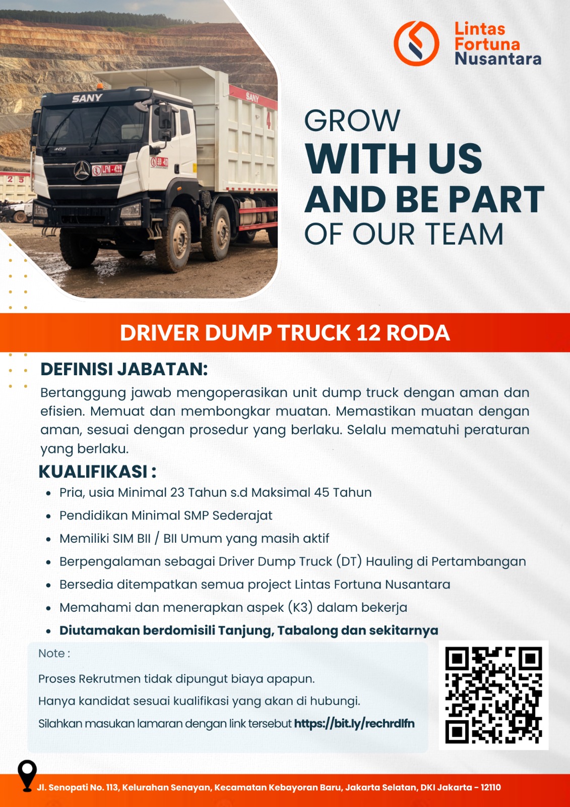 LOWONGAN DRIVER DUMP TRUCK 12 RODA