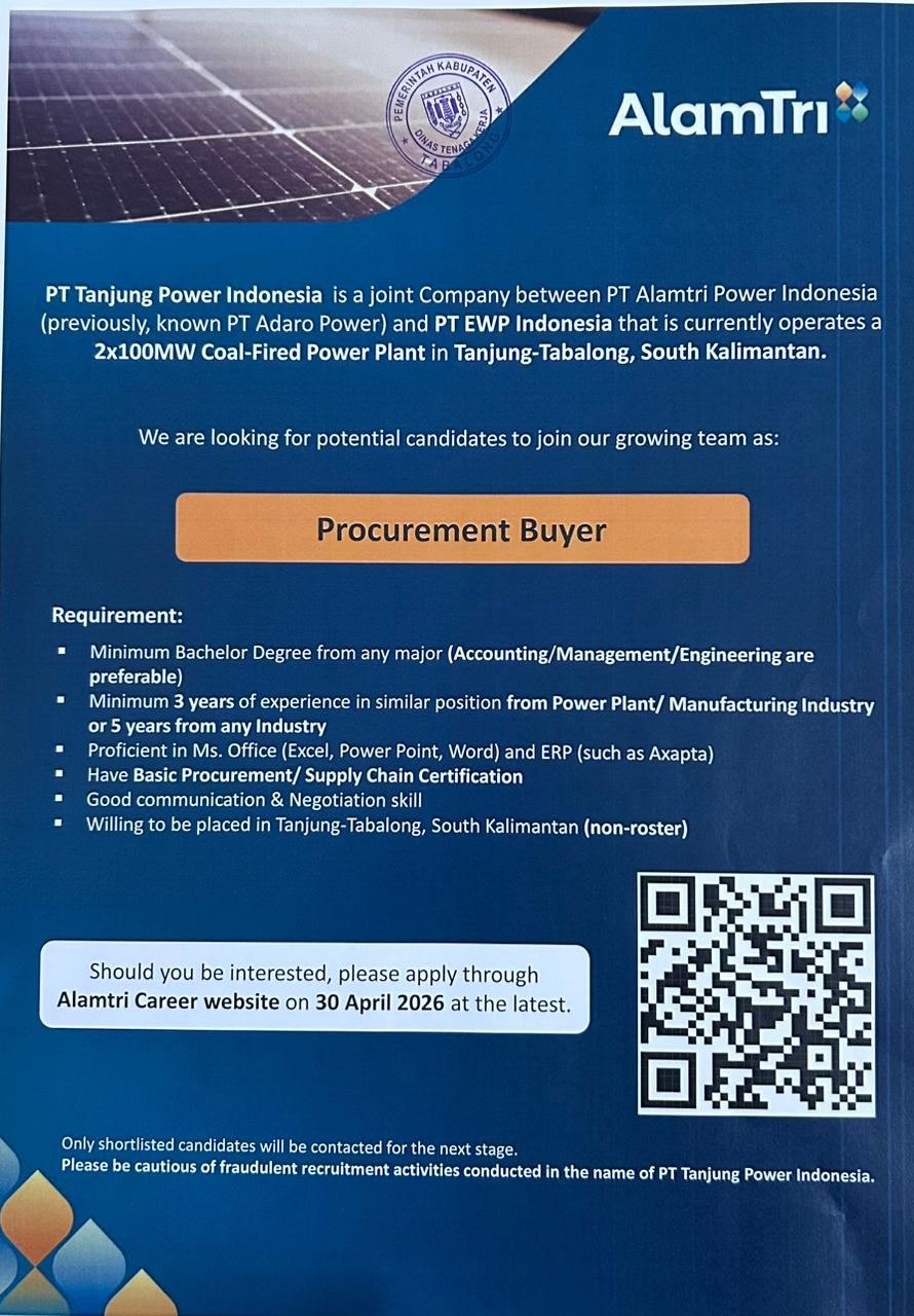 Lowongan Procurement Buyer PT. Tanjung Power Indonesia