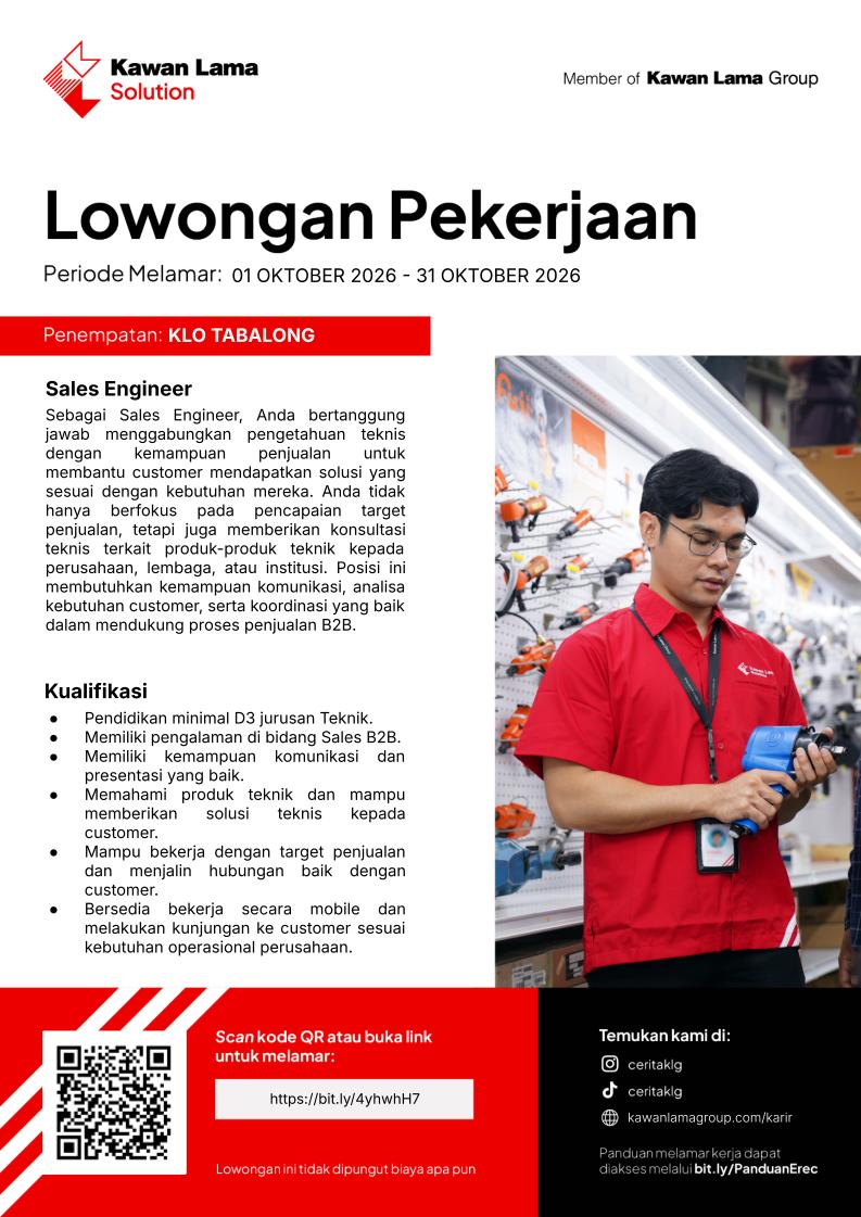 Lowongan Sales Engineer