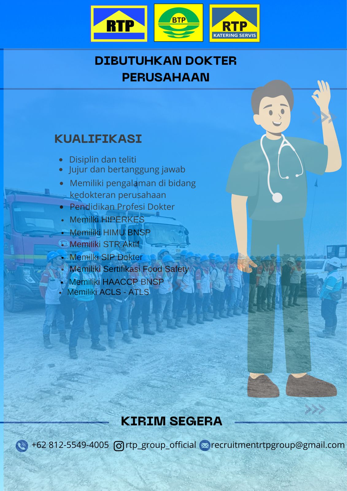 Lowongan Dokter Perusahaan di PT. Restu Tanjung Permai